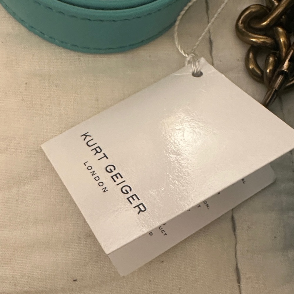 Kurt Geiger Turquoise Quilted Chain Shoulder Bag - Picture 2 of 12